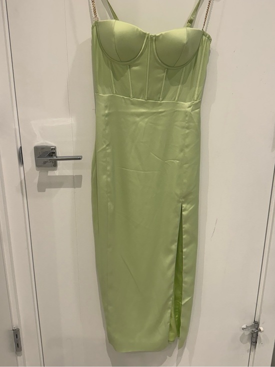 Meshki Dresses & Skirts - MESHKI lime green satin dress – Size Medium – $80